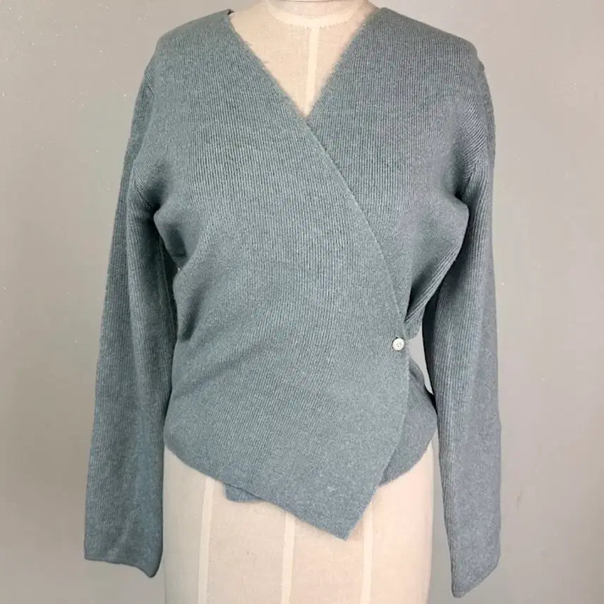 [BUNJANG] V-Neck Wool Cashmere Wrap Knit Top / 끈 리본 브이넥 울 캐시미어 랩 니트 에이블리 지그재그 하객룩 출근룩