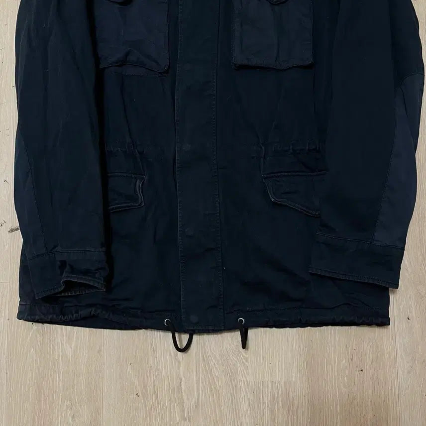 [BUNJANG] Hard Rock Band Color Block Zip Pocket Field Jacket L / 하드락밴드 배색 지퍼 포켓 야상 필드자켓 L/100