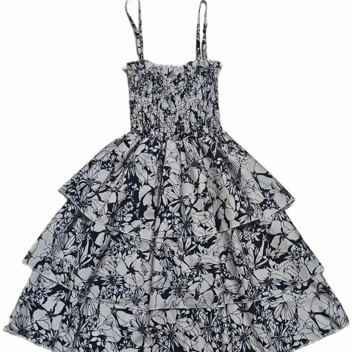 [SOLD OUT] 여성 꽃무늬 레트로 빈티지 끈 나시 여름 원피스
