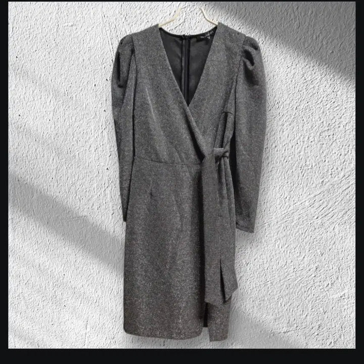 [BUNJANG] Sparkling Silver &amp; Black Wrap Dress / 반짝이는 펄 원단의 섹시한 원피스