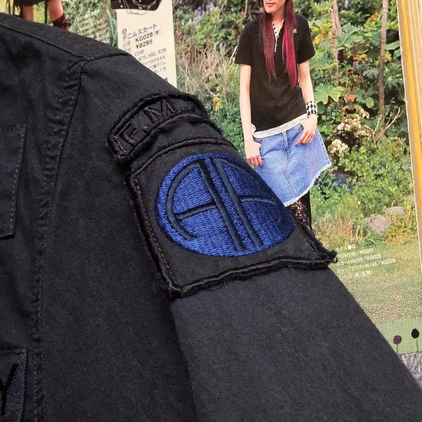 [BUNJANG] Field Man Edwin Navy Military Short Sleeve Shirt / 필드맨 에드윈 네이비 밀리터리 반팔 셔츠