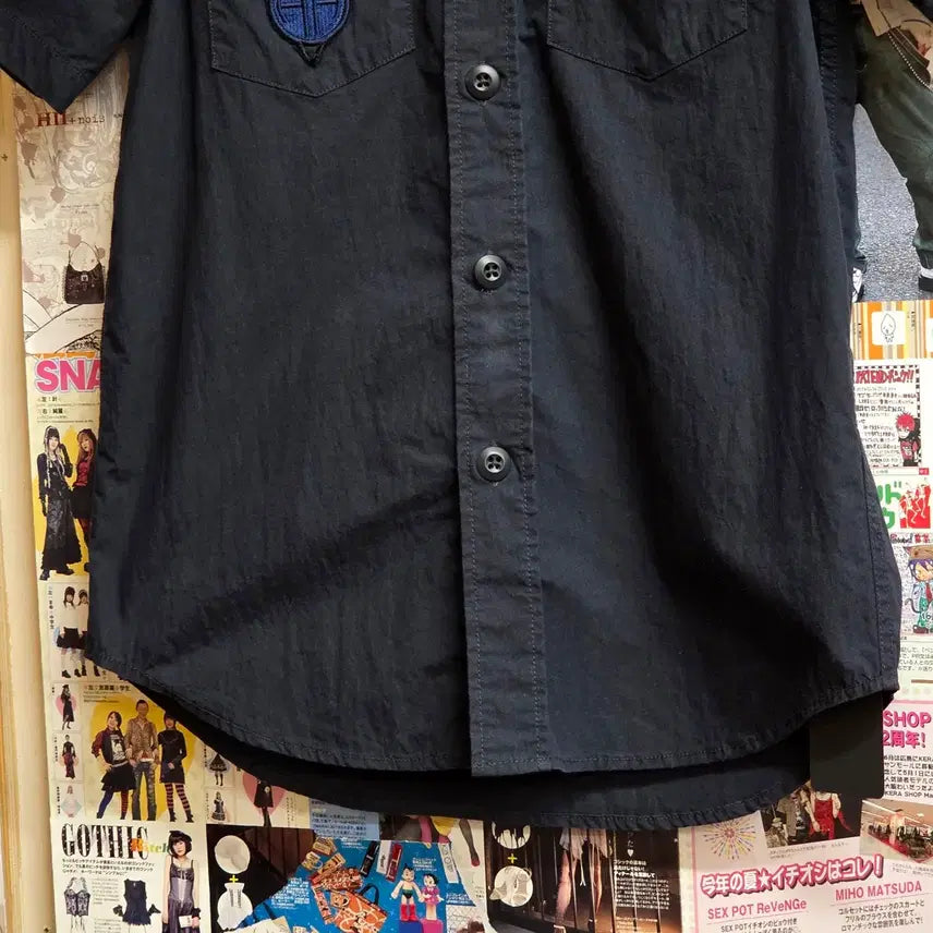[BUNJANG] Field Man Edwin Navy Military Short Sleeve Shirt / 필드맨 에드윈 네이비 밀리터리 반팔 셔츠