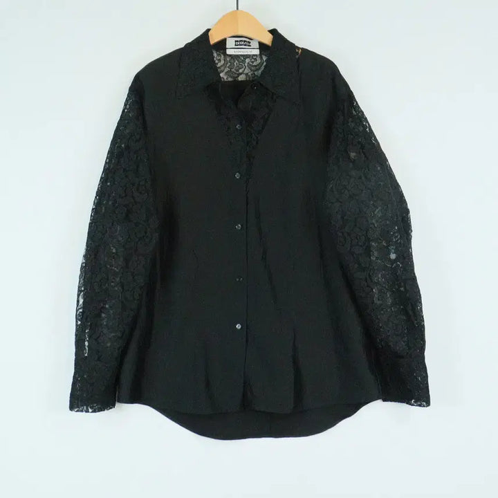 [SOLD OUT] EENK 레이스 소매 블라우스 S 블랙 셔츠