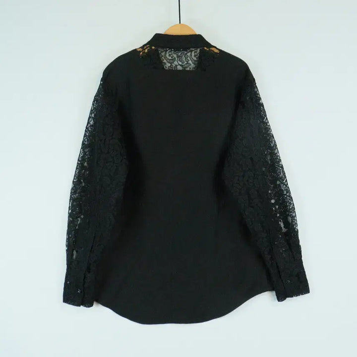 [SOLD OUT] EENK 레이스 소매 블라우스 S 블랙 셔츠