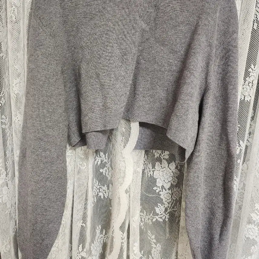 [BUNJANG] Gray Crop Long Sleeve Knit Top / 회색 크롭 긴팔 니트