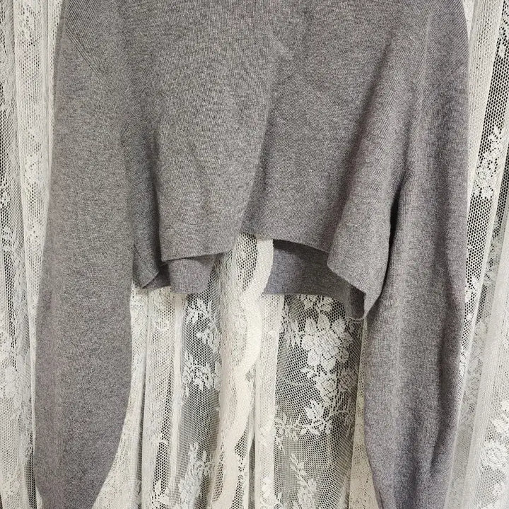 [BUNJANG] Gray Crop Long Sleeve Knit Top / 회색 크롭 긴팔 니트