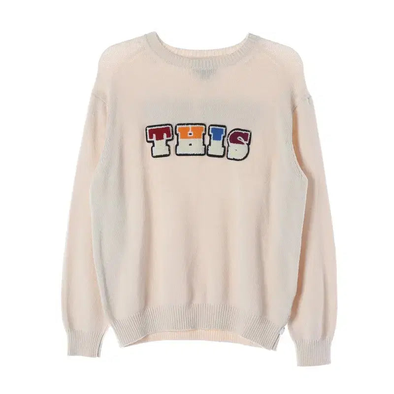 [BUNJANG] thisisneverthat Logo Applique Knit Sweater / 디스이즈네버댓 로고 아플리케 니트 S