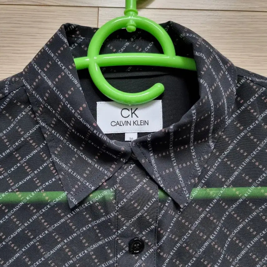 [BUNJANG] Calvin Klein Patterned Shirt - Black Long Sleeve / CK 캘빈클라인 패턴 셔츠 블랙 긴팔