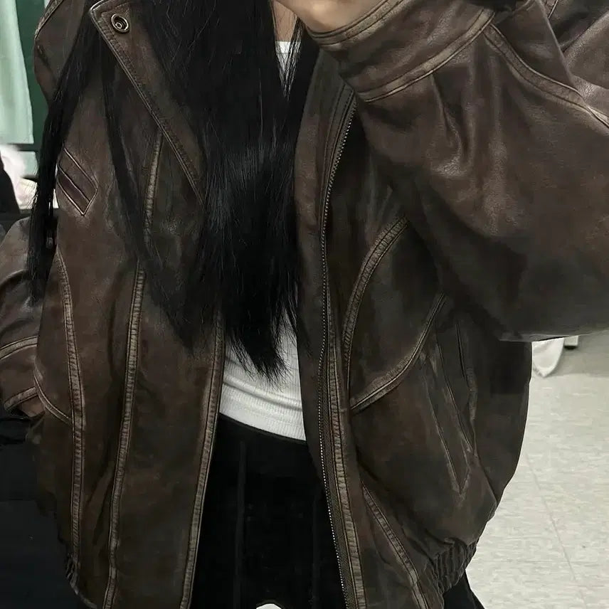 [BUNJANG] Pale Jade Leather Jacket / 페일제이드 레더 자켓