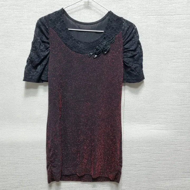 [BUNJANG] Lace Detail Mini Dress / 바161 레이스 반팔 미니 원피스