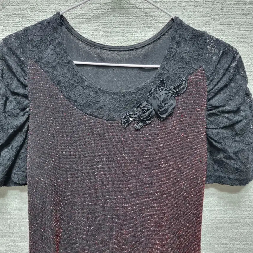 [BUNJANG] Lace Detail Mini Dress / 바161 레이스 반팔 미니 원피스