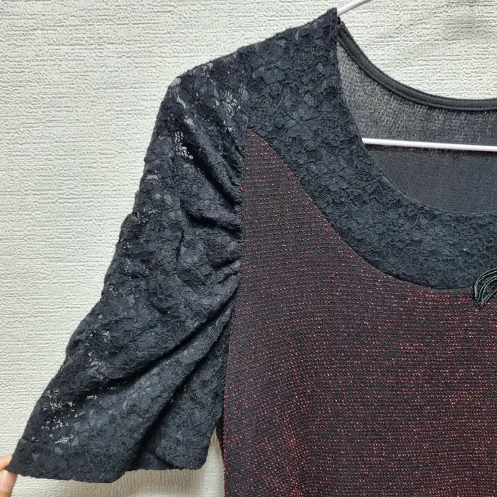 [BUNJANG] Lace Detail Mini Dress / 바161 레이스 반팔 미니 원피스