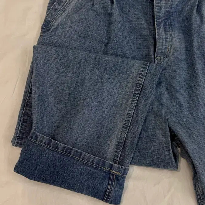 [BUNJANG] YESEYESEE Two-Tuck Ripstop Denim Pants / 예스아이씨 YESEYESEE 투턱 립스탑 데님팬츠