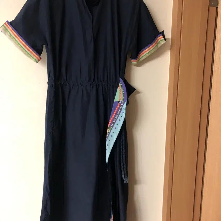 [BUNJANG] Jepyeong Browns Long Dress Navy / 제평 브라운즈 바스락 에르 롱 원피스 반팔 네이비 하객룩 BROWNS