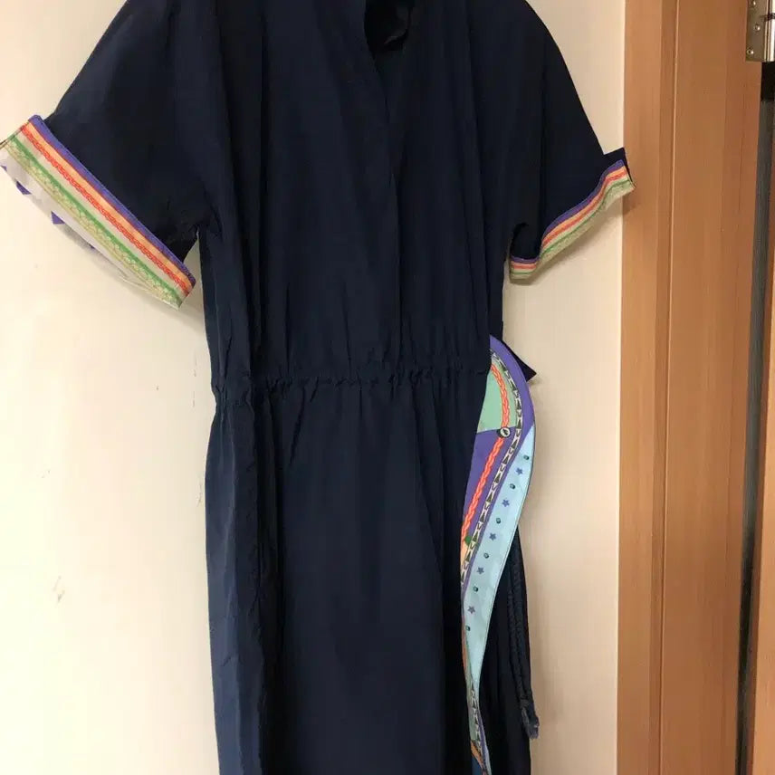 [BUNJANG] Jepyeong Browns Long Dress Navy / 제평 브라운즈 바스락 에르 롱 원피스 반팔 네이비 하객룩 BROWNS