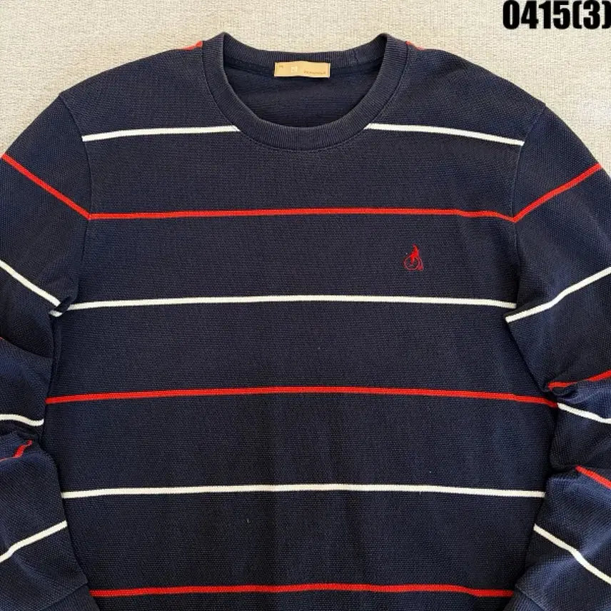 [BUNJANG] Beanpole Navy Striped Long Sleeve T-shirt / 105 빈폴 네이비 스트라이프 긴팔 티셔츠 0415(3)