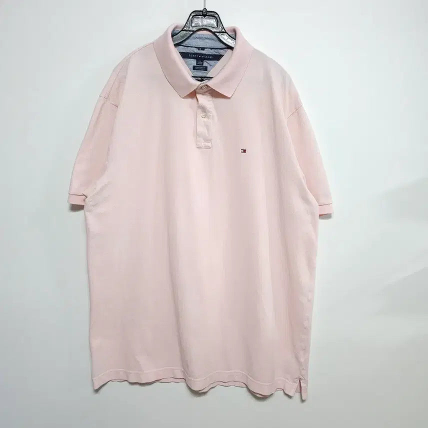 [BUNJANG] Tommy Hilfiger Pink Short Sleeve Polo Shirt / 110사이즈 타미힐피거(Tommy) 핑크 반팔 카라티 XXL 오버핏