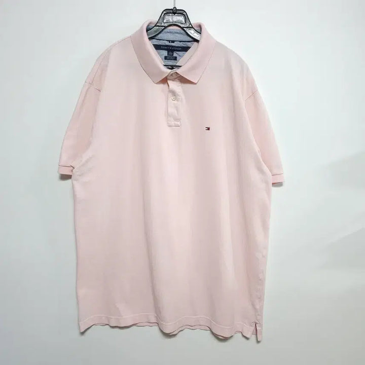 [BUNJANG] Tommy Hilfiger Pink Short Sleeve Polo Shirt / 110사이즈 타미힐피거(Tommy) 핑크 반팔 카라티 XXL 오버핏