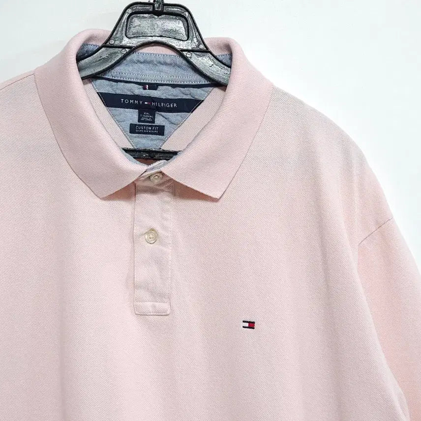 [BUNJANG] Tommy Hilfiger Pink Short Sleeve Polo Shirt / 110사이즈 타미힐피거(Tommy) 핑크 반팔 카라티 XXL 오버핏