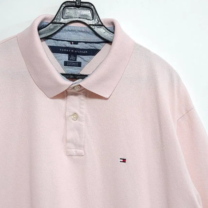 [BUNJANG] Tommy Hilfiger Pink Short Sleeve Polo Shirt / 110사이즈 타미힐피거(Tommy) 핑크 반팔 카라티 XXL 오버핏