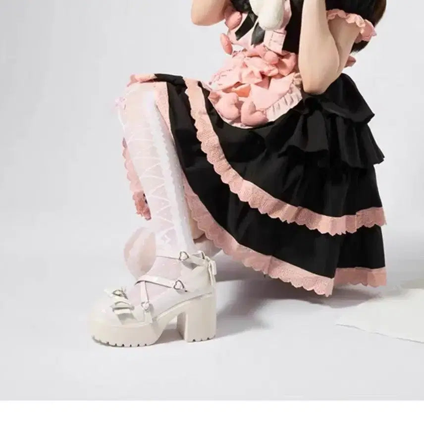 [BUNJANG] Lolita Cross Strap Butterfly Heels / 로리타 지뢰계 양산형 크로스 스트랩 버터플라이 구두(2컬러)