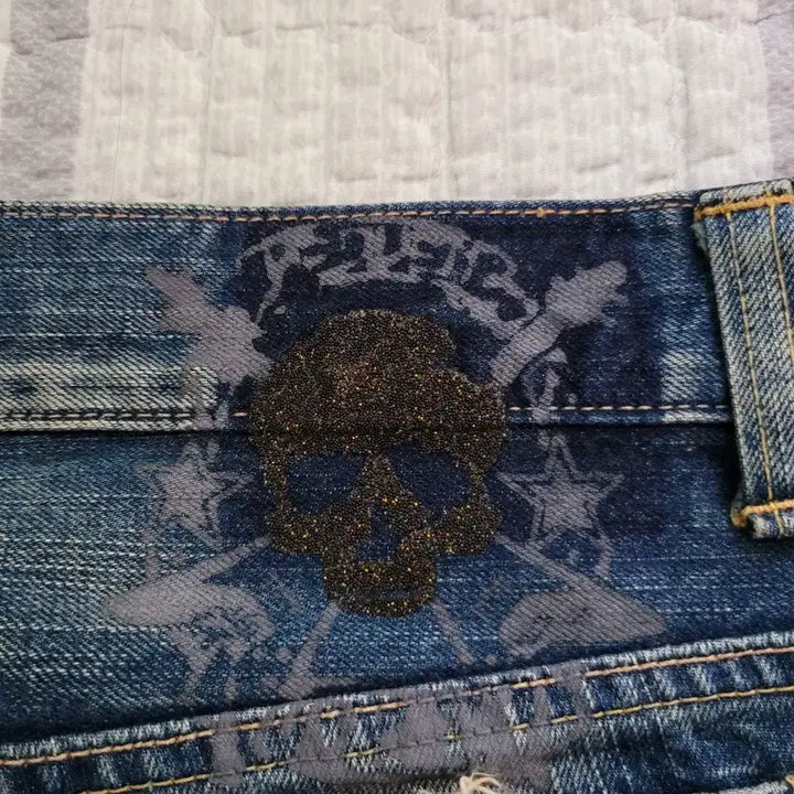 [BUNJANG] Edwin Japan Distressed Vintage Wash Straight Jeans / 에드윈 재팬 Edwin 디스리페어 빈티지연청워싱 스트레이트진 31사이즈