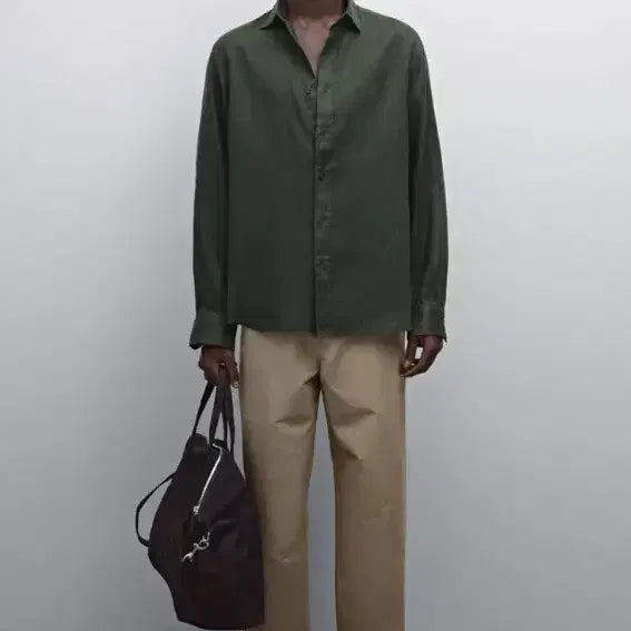 [BUNJANG] Massimo Dutti Slim Fit Linen Shirt XXL Dark Green / 마시모두띠 슬림핏 린넨셔츠 xxl 다크그린