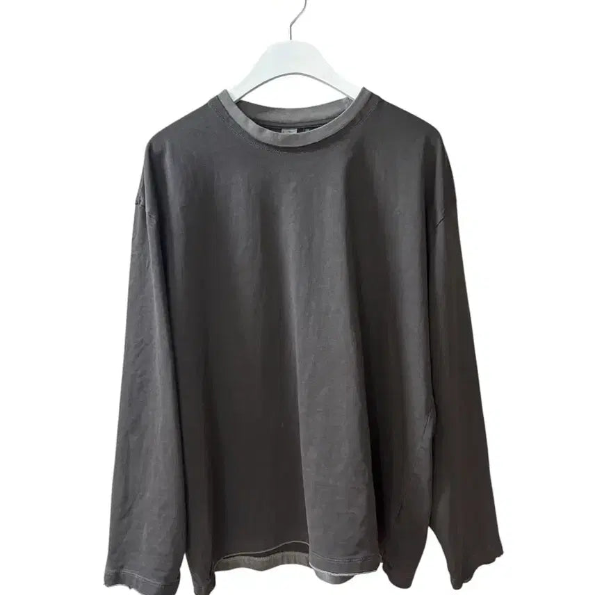 [BUNJANG] Polytelu Layered Long Sleeve Charcoal Gray Top / (3) 폴리테루 레이어드 롱슬리브 차콜 그레이