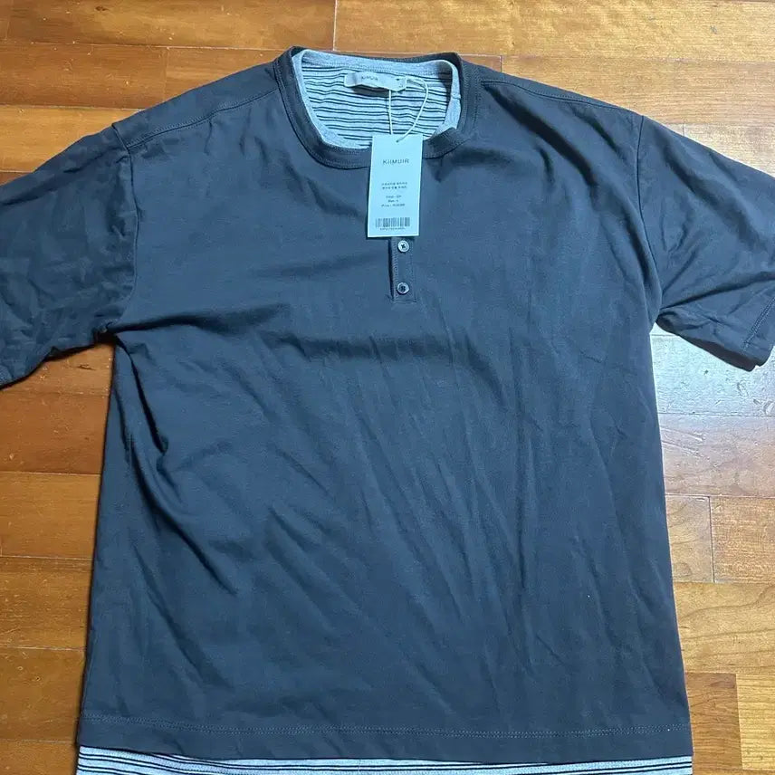 [SOLD OUT] 키뮤어 스트라이프 레이어드 헨리넥 반팔 티셔츠
