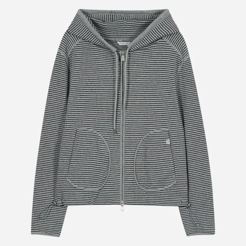 [SOLD OUT] 타입서비스 스트라이프 포켓 후드 집업 그레이