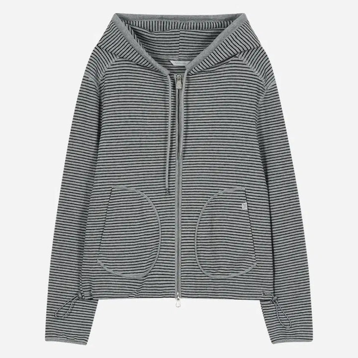 [SOLD OUT] 타입서비스 스트라이프 포켓 후드 집업 그레이