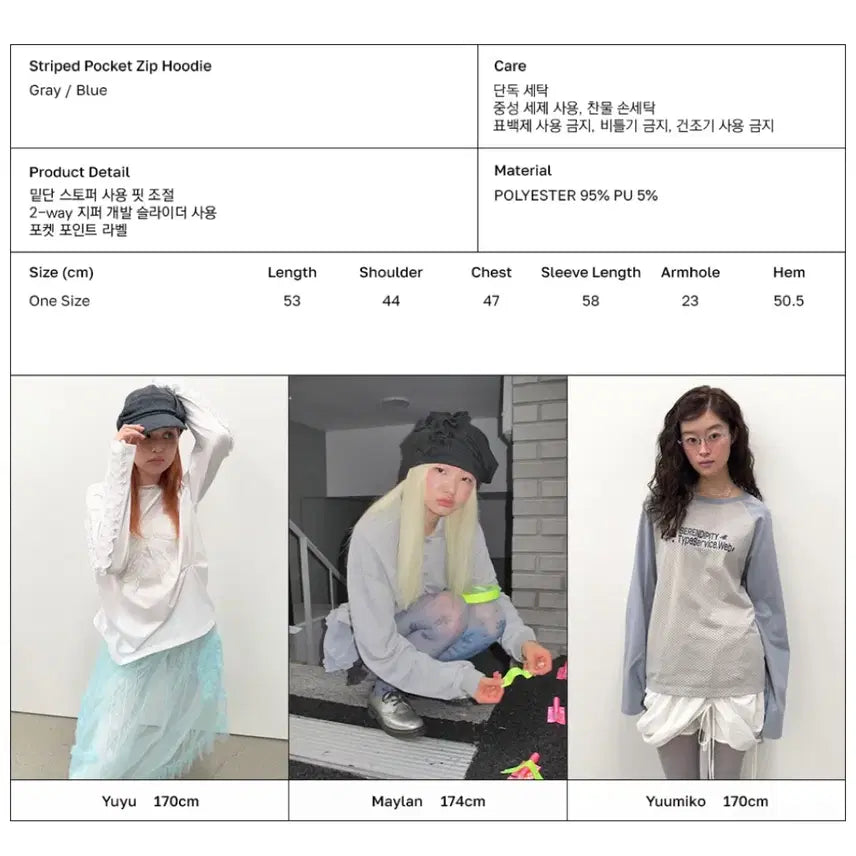 [SOLD OUT] 타입서비스 스트라이프 포켓 후드 집업 그레이
