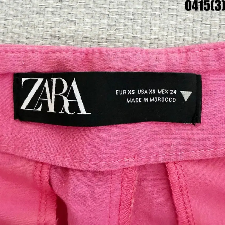 [BUNJANG] Zara Pink Wide Tucked Cotton Pants / XS 자라 핑크 와이드 핀턱 면바지 0415(3)