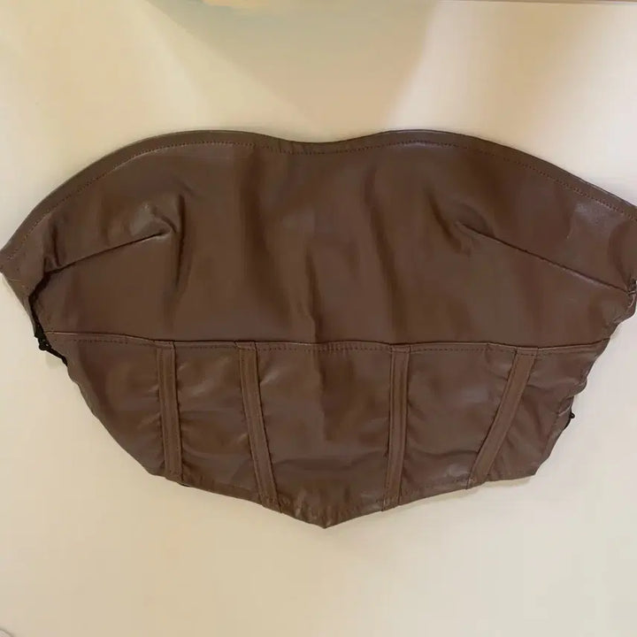 [BUNJANG] Leather Bustier Crop Top / 레더 뷔스티에 크롭 탑