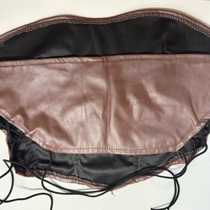 [BUNJANG] Leather Bustier Crop Top / 레더 뷔스티에 크롭 탑