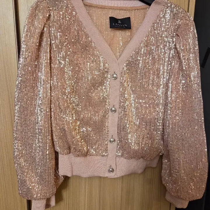 [BUNJANG] LANVIN Sequin Pink Cardigan / LANVIN 랑방 스팽글 핑크 가디건