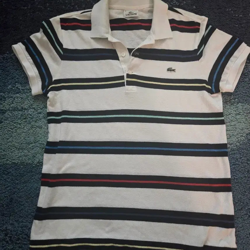 [BUNJANG] Lacoste Striped Short Sleeve Polo Shirt / 라코스테 스트라이프 반팔 카라티