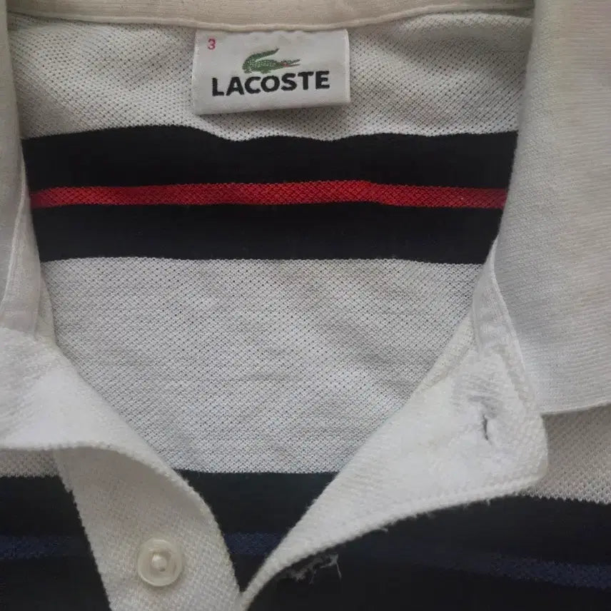 [BUNJANG] Lacoste Striped Short Sleeve Polo Shirt / 라코스테 스트라이프 반팔 카라티