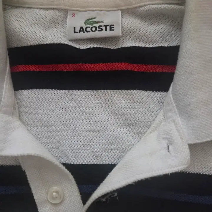 [BUNJANG] Lacoste Striped Short Sleeve Polo Shirt / 라코스테 스트라이프 반팔 카라티