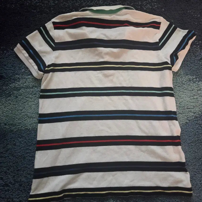 [BUNJANG] Lacoste Striped Short Sleeve Polo Shirt / 라코스테 스트라이프 반팔 카라티