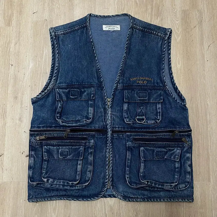 [BUNJANG] Santa Barbara Polo Vintage Multi Pocket Denim Vest / 산타바바라 폴로 빈티지 멀티 포켓 데님 조끼 L/100