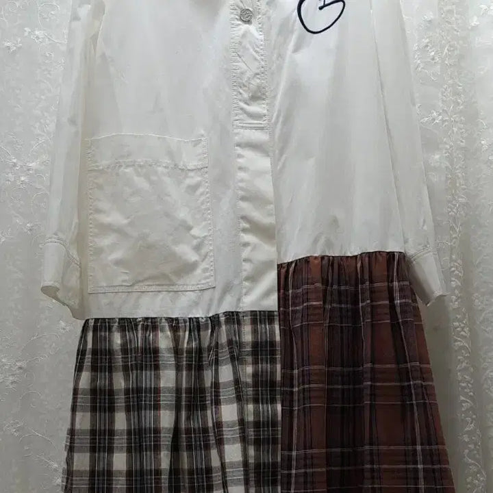 [BUNJANG] Lucky Marche Check Shirt Dress / 럭키마르쉐  체크셔츠겸원피스 free