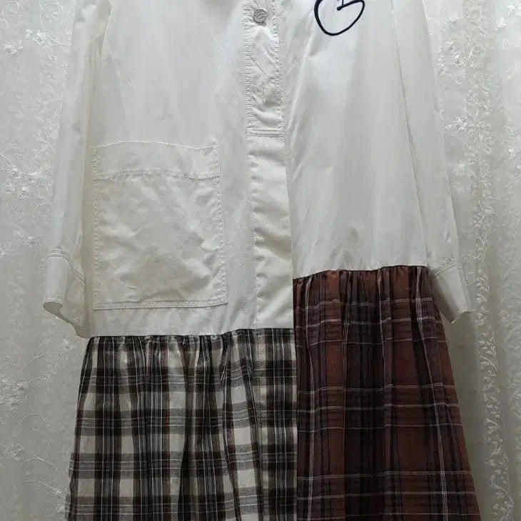 [BUNJANG] Lucky Marche Check Shirt Dress / 럭키마르쉐  체크셔츠겸원피스 free