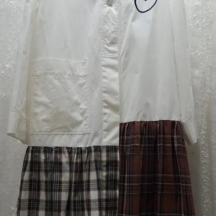 [BUNJANG] Lucky Marche Check Shirt Dress / 럭키마르쉐  체크셔츠겸원피스 free