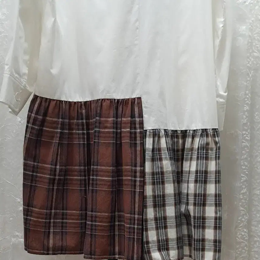 [BUNJANG] Lucky Marche Check Shirt Dress / 럭키마르쉐  체크셔츠겸원피스 free