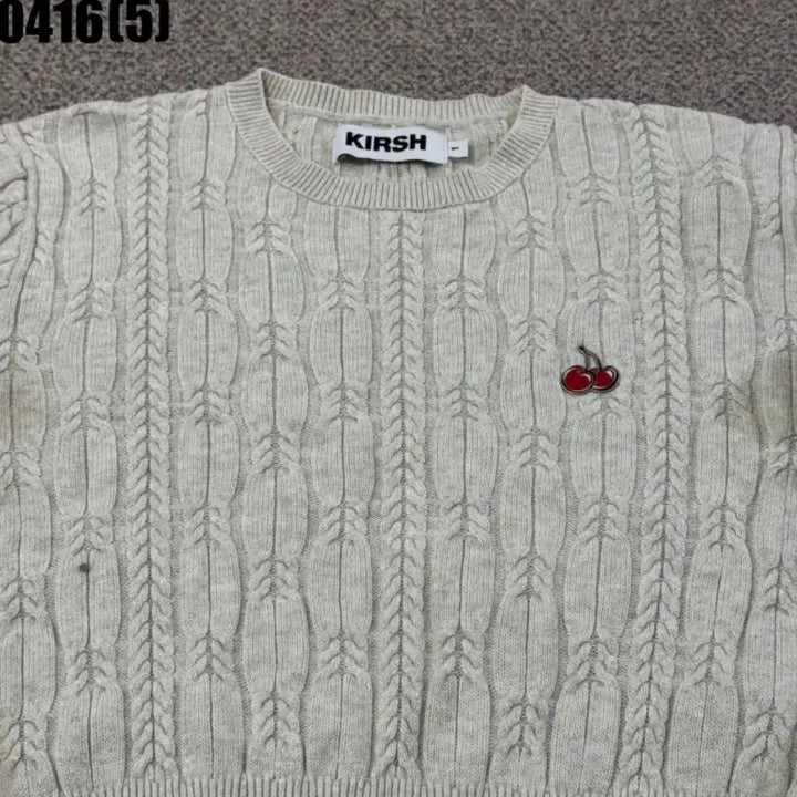 [BUNJANG] Kirsh Cherry Cable Knit Sweater Ivory / 키르시 체리 꽈배기 니트 아이보리