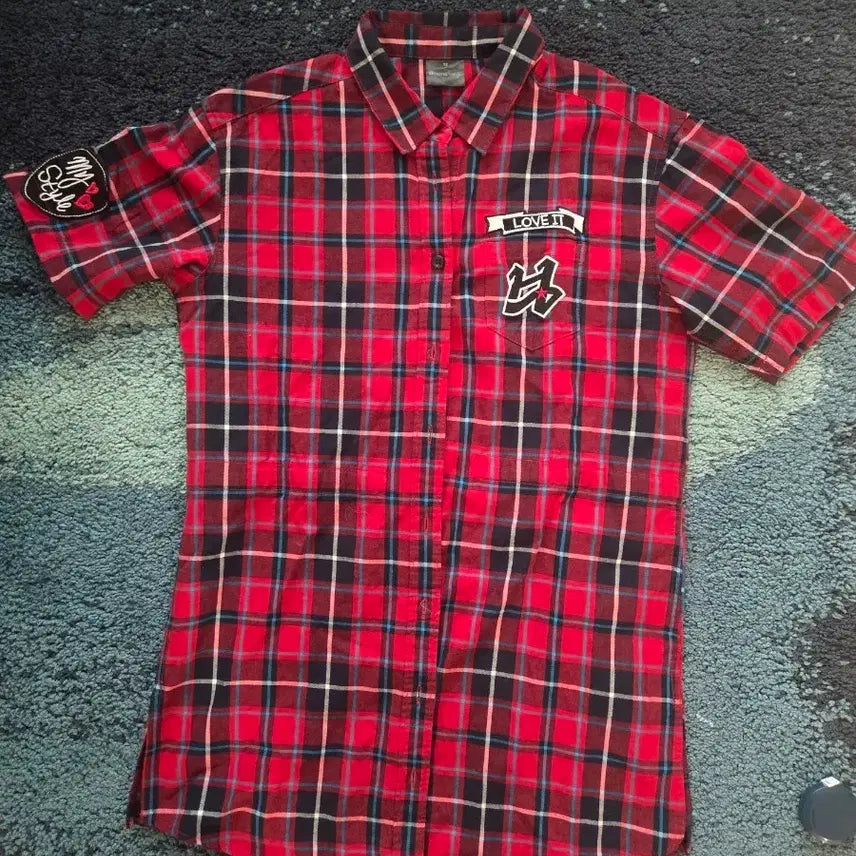 [BUNJANG] HONGTENGF Red Checkered Shirt / 택포)HONGTENGF 레드 체크셔츠