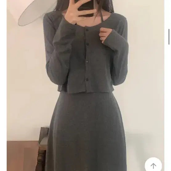 [SOLD OUT] 홀터넥 나시 레이어드 원피스 가디건 세트