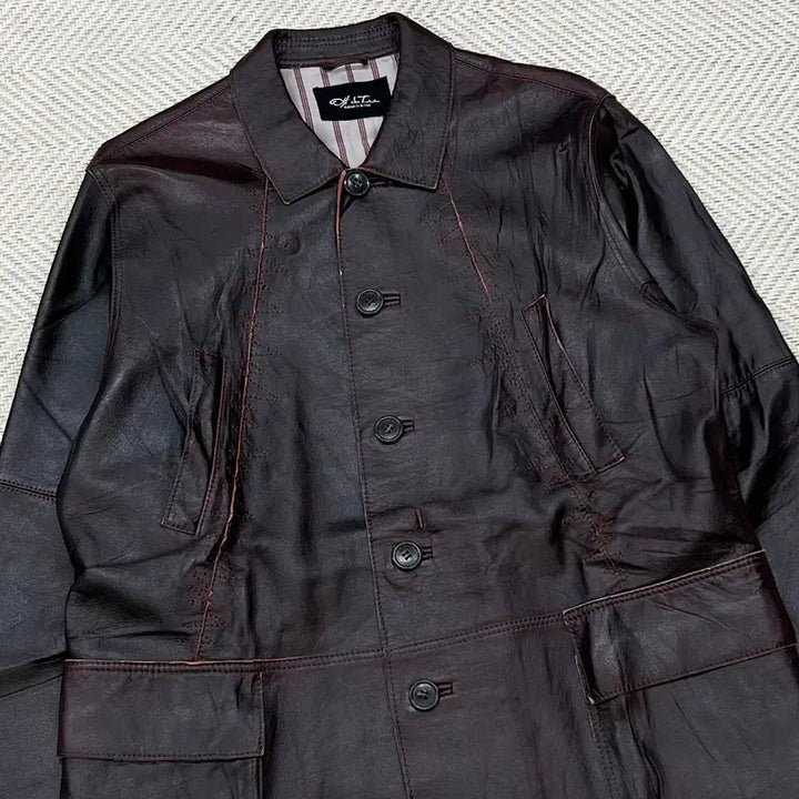 [BUNJANG] Vintage Burgundy Leather Jacket / 빈티지 버건디 레더 자켓 r3520