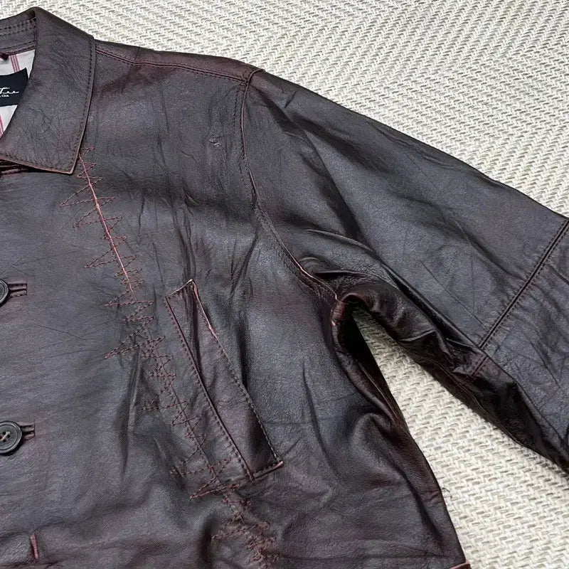 [BUNJANG] Vintage Burgundy Leather Jacket / 빈티지 버건디 레더 자켓 r3520